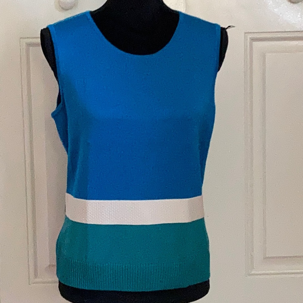St. John Colorblock Crewneck Sweater Vest